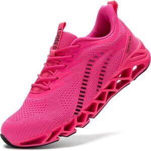 Women's Rose Pink Running Walking Breathable Fabric Athletic Sneakers Shoes